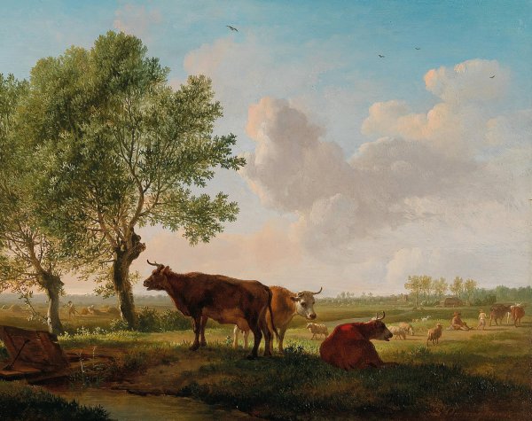 Cattle in the Meadow by Balthasar Paul Ommeganck - Hand-Painted Oil Painting Reproduction