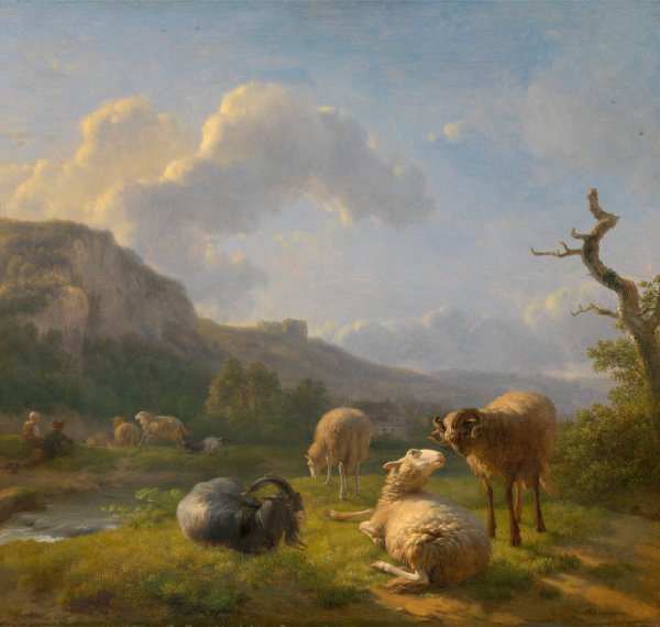 Landscape with Goats and Sheep by Balthasar Paul Ommeganck - Hand-Painted Oil Painting Reproduction