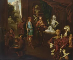 A sculptor's studio by Balthasar Van Den Bossche Oil Painting