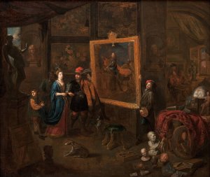 Atelier of a Painter by Balthasar Van Den Bossche Oil Painting