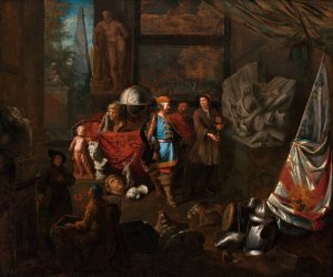 Atelier of a Sculptor by Balthasar Van Den Bossche Oil Painting