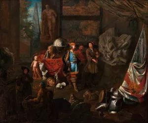 Atelier of a Sculptor by Balthasar Van Den Bossche Oil Painting