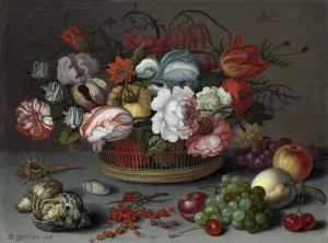 Basket of Flowers by Balthasar Van Der Ast Oil Painting