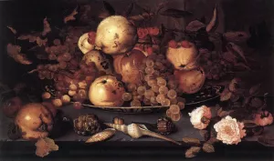 Still-Life with Dish of Fruit by Balthasar Van Der Ast - Oil Painting Reproduction
