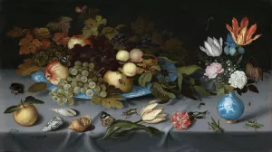 Still Life with Fruit and Flowers by Balthasar Van Der Ast Oil Painting