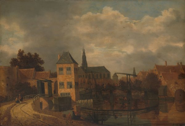 Main Product Photo of View of the Town of Haarlem, taken from the Spaarne River, showing the Eendjespoort  Painting by Balthasar Van Der Veen