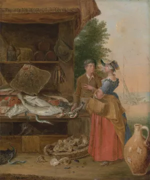 Fishmonger's stall Oil painting by Balthazar Nebot