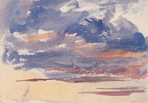 Study of a Cloudy Sky  by Barbara Bodichon - Hand-Painted Oil Painting Reproduction