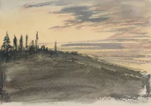 Study of a Hill with Trees Oil painting by Barbara Bodichon