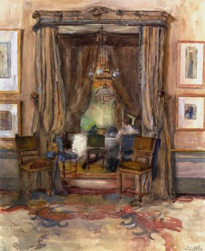 De huiskamer aan de Riouwstraat te Den Haag, bij daglicht by Barbara Elisabeth Van Houten Oil Painting