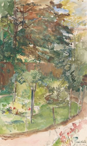 Gezicht in tuin by Barbara Elisabeth Van Houten Oil Painting