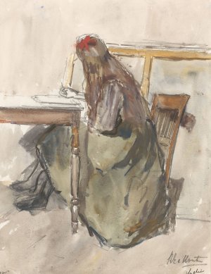 Studie van een meisje, zittend aan een tafel by Barbara Elisabeth Van Houten Oil Painting