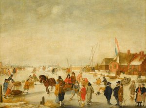 Enjoying the Ice by Barend Avercamp Oil Painting