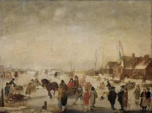 Enjoying the Ice by Barent Avercamp - Oil Painting Reproduction
