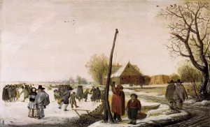 Landscape with Frozen River by Barent Avercamp - Oil Painting Reproduction
