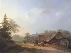 A Cart on a Country Road in Summertime painting by Barend Cornelis Koekkoek