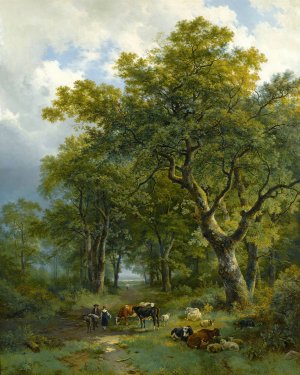 A Wooded Path by Barend Cornelis Koekkoek Oil Painting