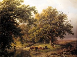 Brook by the Edge of the Woods by Barend Cornelis Koekkoek Oil Painting