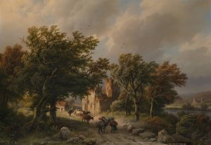 De rukwind by Barend Cornelis Koekkoek Oil Painting