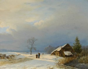 Dutch winter in the Gooi by Barend Cornelis Koekkoek Oil Painting