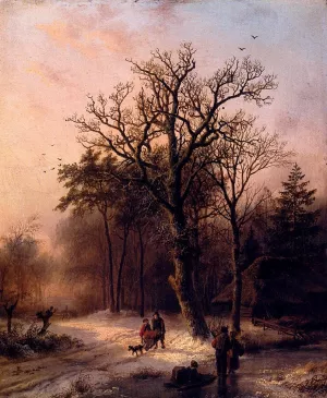 Forest In Winter by Barend Cornelis Koekkoek Oil Painting