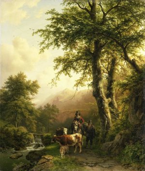 Italian Landscape by Barend Cornelis Koekkoek Oil Painting