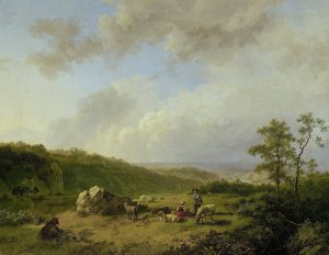 Landscape with a Rainstorm Threatening by Barend Cornelis Koekkoek Oil Painting