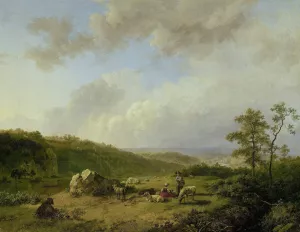 Landscape with a Rainstorm Threatening by Barend Cornelis Koekkoek Oil Painting