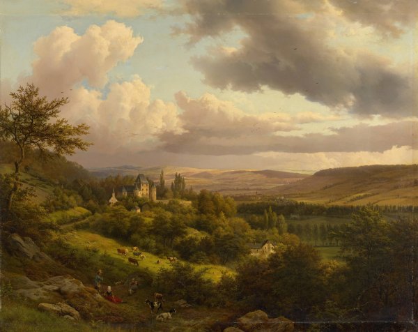 Main Product Photo of Luxemburgische Landschaft mit Blick auf Schloss Berg  Painting by Barend Cornelis Koekkoek
