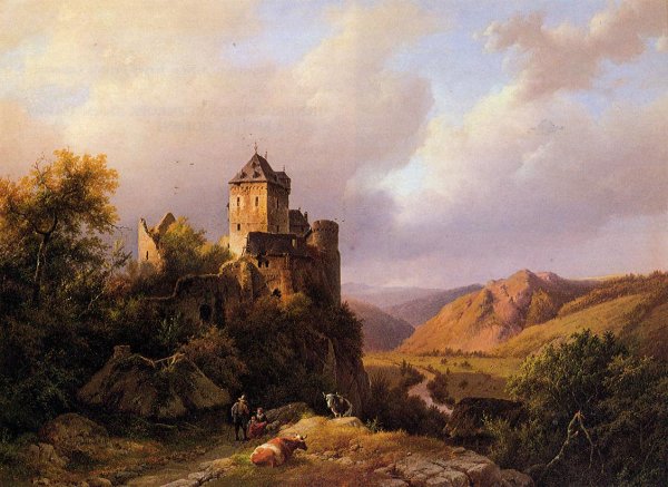 Main Product Photo of Resting on the Way to Pasture Painting by Barend Cornelis Koekkoek