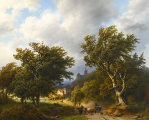 The gust of wind by Barend Cornelis Koekkoek Oil Painting