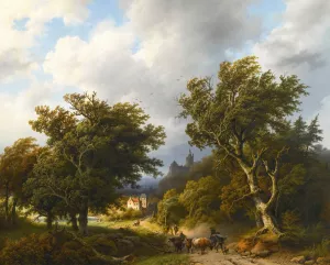 The gust of wind Oil painting by Barend Cornelis Koekkoek