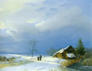 Winter in Het Gool by Barend Cornelis Koekkoek Oil Painting