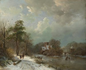 Winter Landscape, Holland by Barend Cornelis Koekkoek Oil Painting