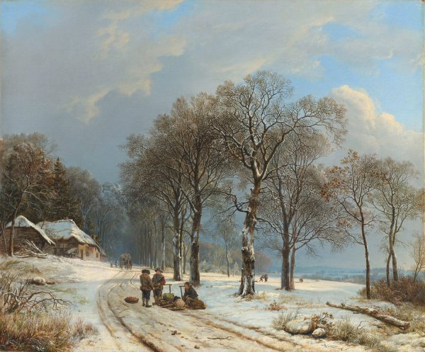 Winter Landscape  by Barend Cornelis Koekkoek - Hand-Painted Oil Painting Reproduction