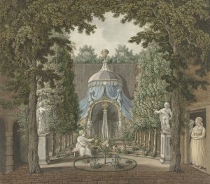 Theatre Scene in a City Garden by Barend Hendrik Thier Oil Painting