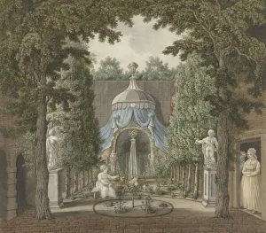Theatre Scene in a City Garden Oil painting by Barend Hendrik Thier