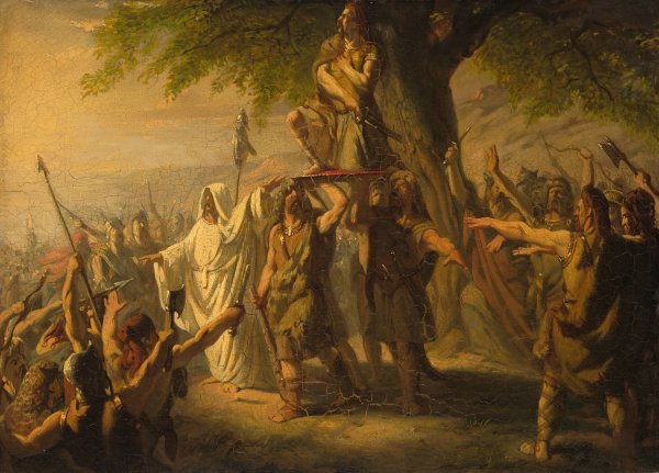 Main Product Photo of Brinio als leider der Kaninefaten op het schild geheven, Anno 70  Painting by Barend Wijnveld