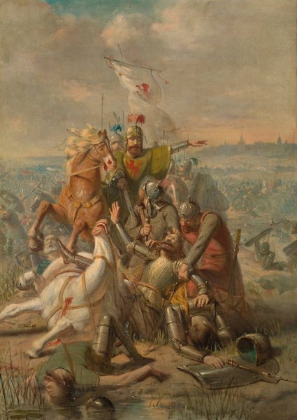 Main Product Photo of De hertog van Lotharingen wordt door Dirk III van Holland bij Dordrecht verslagen, Anno 1018  Painting by Barend Wijnveld