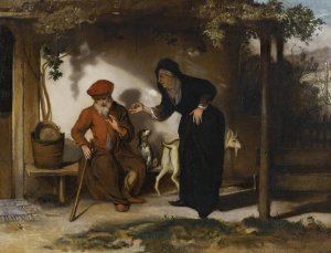 Tobit And His Wife Anna With A Goat Oil painting by Barent Fabritius