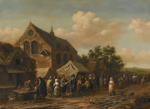 A Village Market Beside A Church Oil painting by Barent Gael