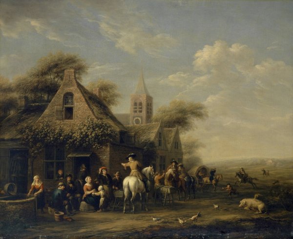 Main Product Photo of Stop in front of an Inn Painting by Barent Gael
