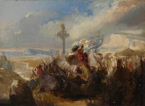Battle of Poitiers, 25 October 732 by Baron Charles De Steuben Oil Painting