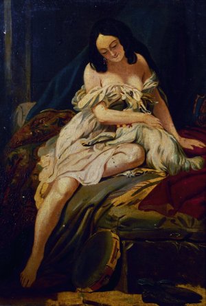 Esquisse pour le tableau 'La Esmeralda et sa chevre' by Baron Charles De Steuben Oil Painting