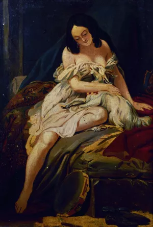 Esquisse pour le tableau 'La Esmeralda et sa chevre' by Baron Charles De Steuben Oil Painting