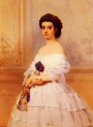 Portrait De La Marquise De Louvencourt Nee Montaud by Baron Gustave Wappers - Oil Painting Reproduction