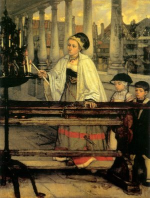Le Voeu by Baron Jan August Hendrik Leys Oil Painting