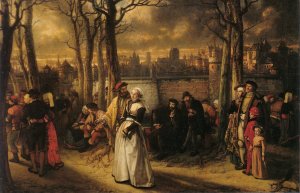 Promenade Hors les Murs by Baron Jan August Hendrik Leys Oil Painting