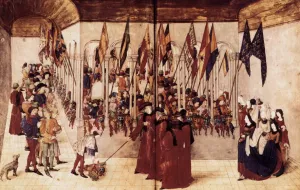 Presentation of Flags and Helms painting by Barthelemy D'Eyck
