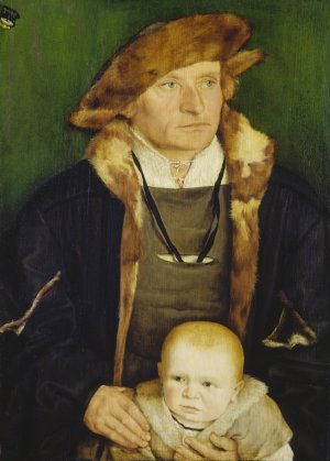 Portrait of Hans Urmiller and his Son by Barthel Beham Oil Painting
